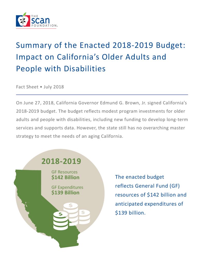Summary of the Enacted 2018-19 Budget: Impact on California’s Older Adults and People with Disabilities