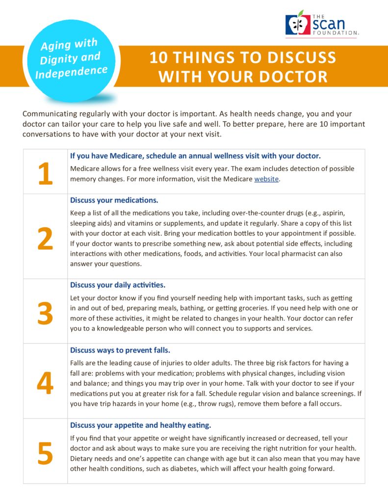 10 Things to Discuss With Your Doctor to Promote Aging with Dignity and Independence