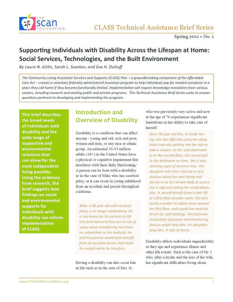Supporting Individuals with Disability Across the Lifespan at Home: Social Services, Technologies, and the Built Environment