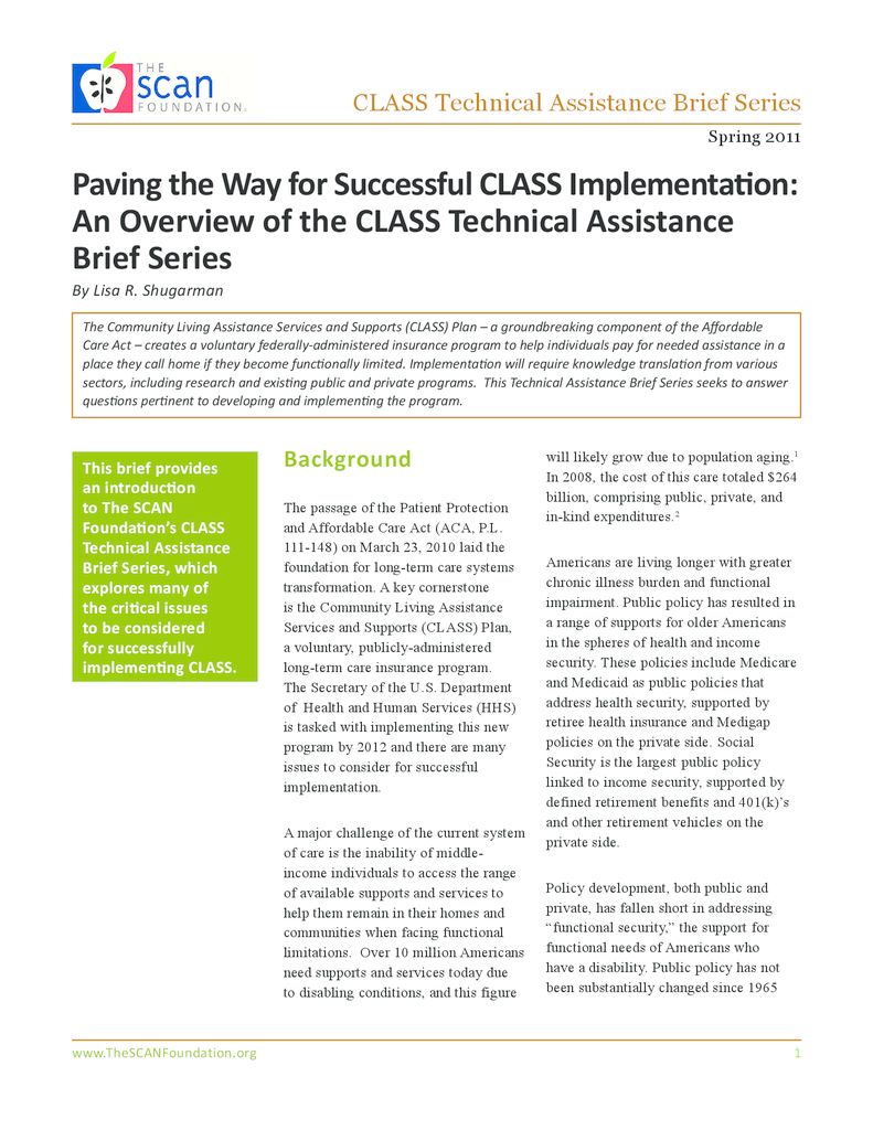 Paving the Way for Successful CLASS Implementation: An Overview of the CLASS Technical Assistance Brief Series