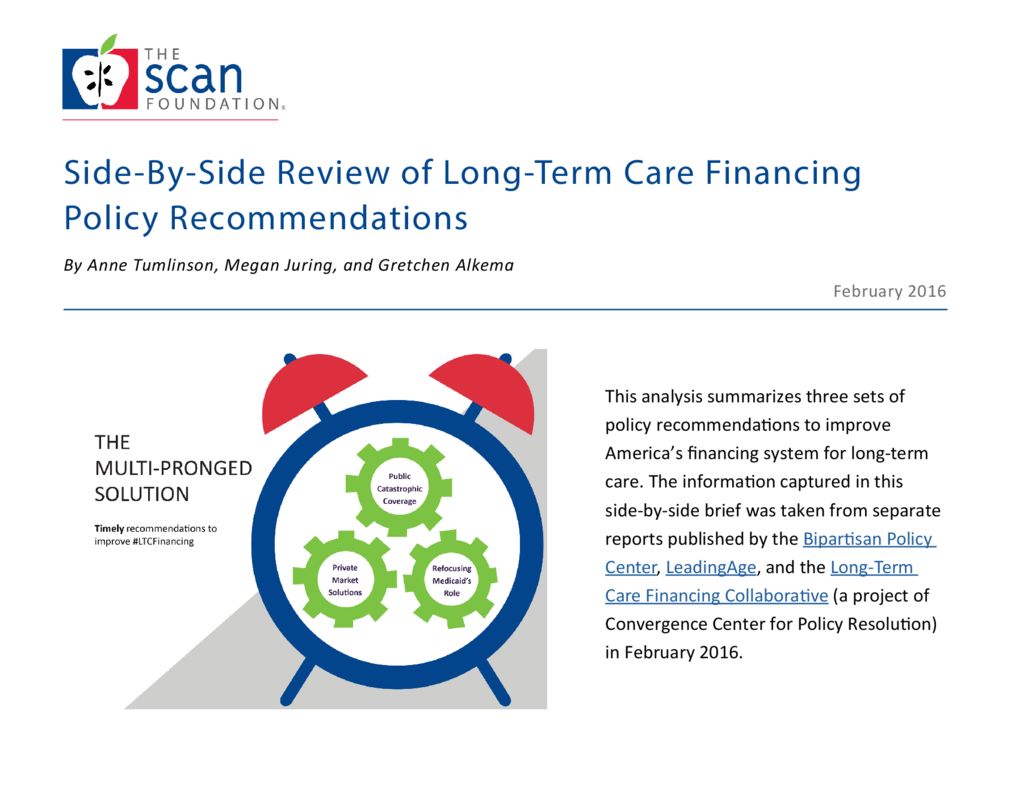 Side-By-Side Review of Long-Term Care Financing Policy Recommendations