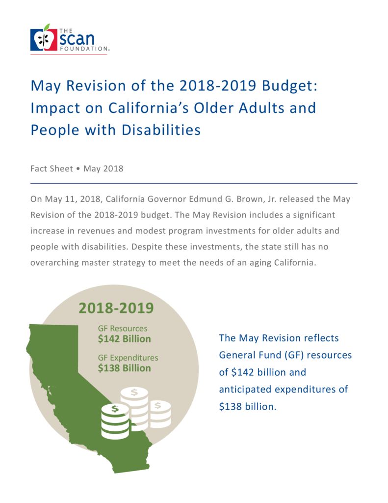 May Revision of the 2018-2019 Budget: Impact on California’s Older Adults and People with Disabilities