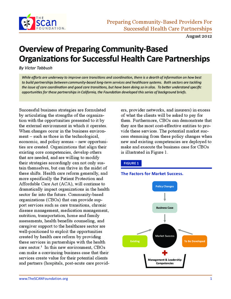 Overview of Preparing Community-Based Organizations for Successful Health Care Partnerships