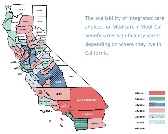 California map with different models of integrated care