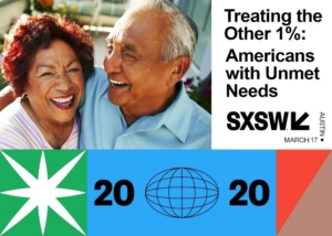 Older Hispanic couple laughing.