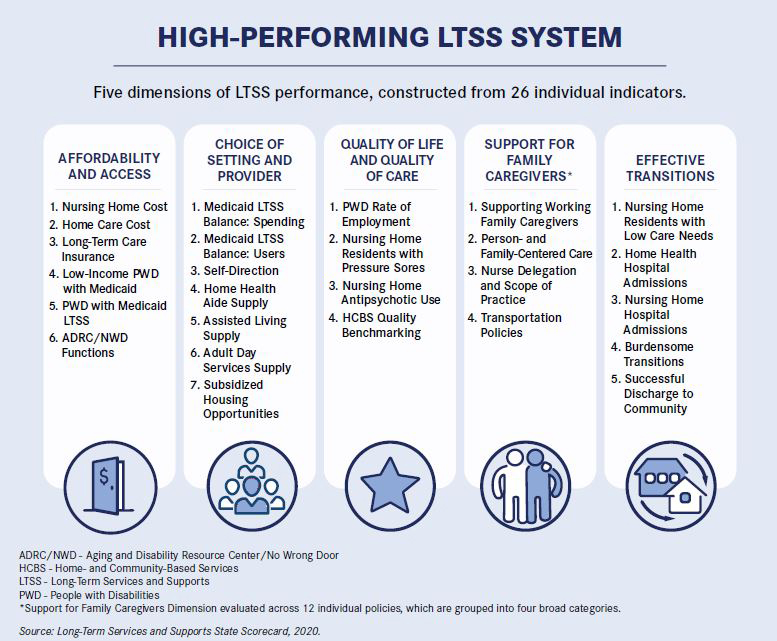 Chart listing the five LTSS performing dimensions 