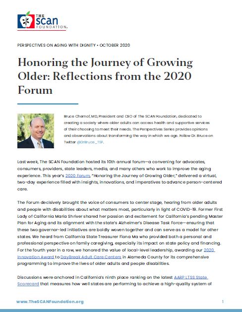Perspectives: Honoring the Journey of Growing Older: Reflections from the 2020 Forum