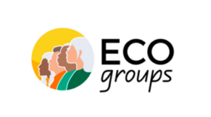 Eco Groups logo, will illustration of adults of color in row, looking ahead
