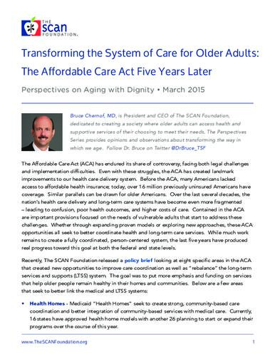 Perspectives Transforming The System Of Care For Older - 